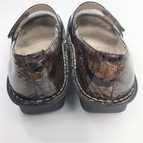 Alegria FELIZ 713 Brown Patent Leather Snakeskin Print Mary Jane Support Shoes - Picture 11 of 16